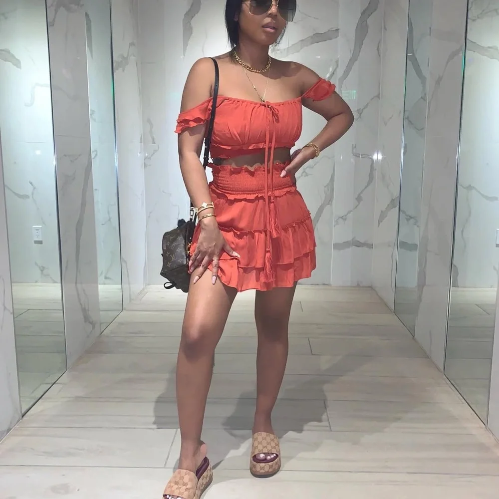 Red Two-Piece Ruffled Set - Picture 4 of 4